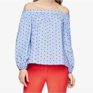 NWT BCBG MAXAZRIA XXS Daniela Off The Shoulder Blouson Sleeves Light Blue